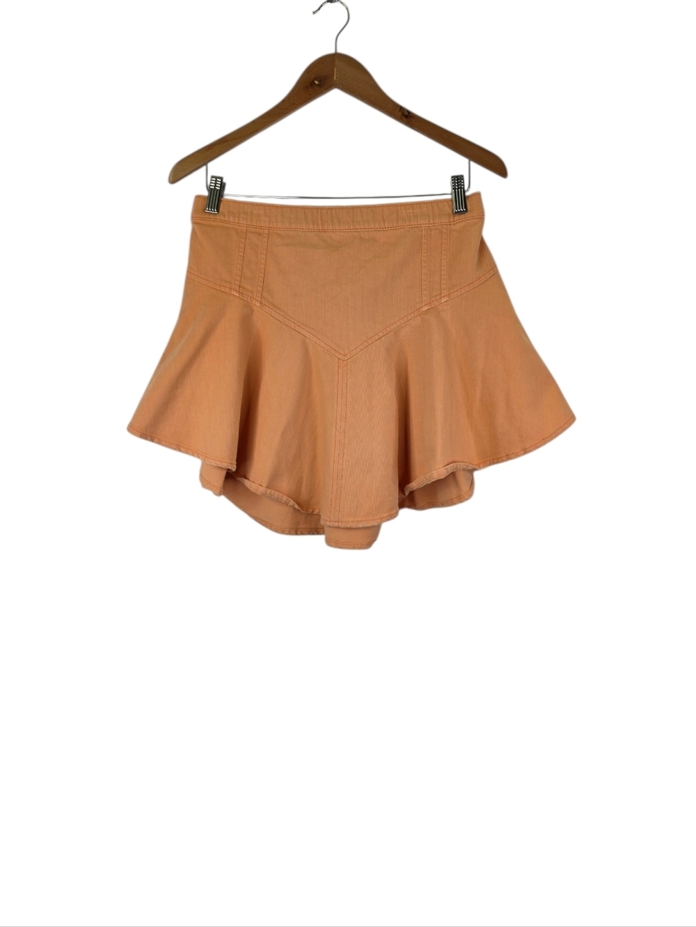 Aerie Women's Size M Mini Skirt Denim Orange Pull On Flowy Elastic Waist Stretch